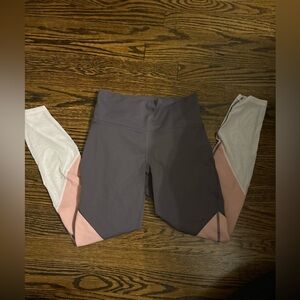 Fabletics Colorblock Leggings - Dusty Purple, Blush & Light Pink